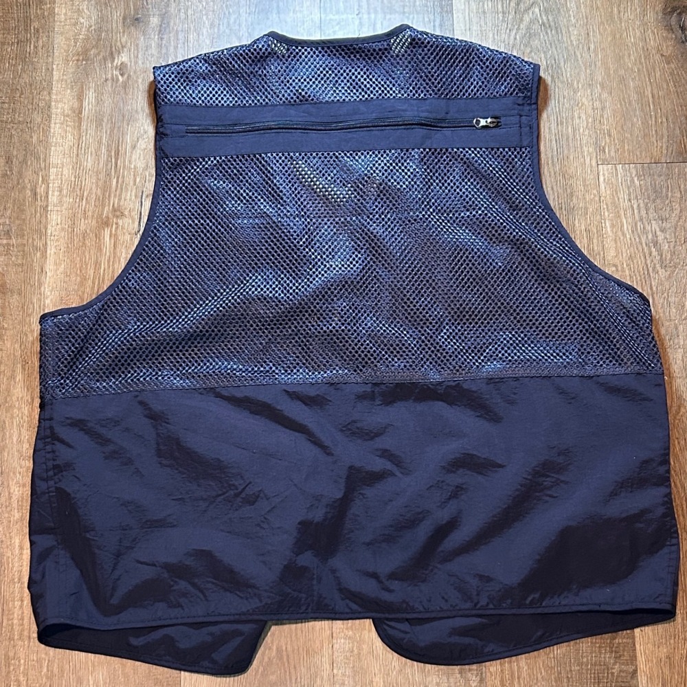 Outdoor Mens Navy Blue Mesh Fishing Photography Utility Vest Multi-Pocket XL